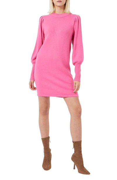 French Connection Babysoft Balloon Sleeve Sweater Dress In Shocking Pink