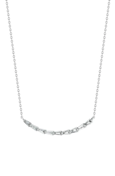 Dana Rebecca Designs Tapered Baguette Curved Diamond Bar Necklace In White Gold