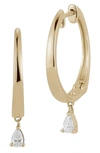 Dana Rebecca Designs Taylor Elaine Pear Teardrop Diamond Hoop Earrings In Yellow Gold