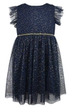 Popatu Kids' Foil Shimmer Tulle Dress In Navy