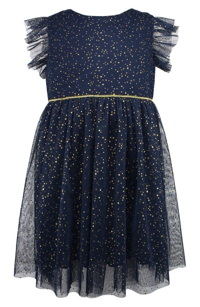 Popatu Kids' Foil Shimmer Tulle Dress In Navy