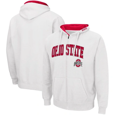 Colosseum Men's White Ohio State Buckeyes Arch Logo 3.0 Full-zip Hoodie