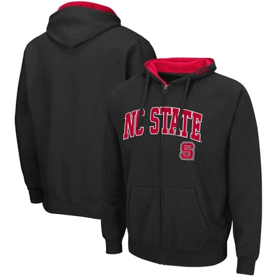Colosseum Men's  Black Nc State Wolfpack Arch And Logo 3.0 Full-zip Hoodie