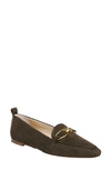 Veronica Beard Champlain Chain Pointed Toe Flat In Olive