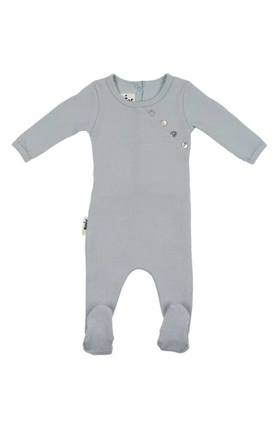 Maniere Babies' Quilted Waffle Weave Stretch Cotton Footie In Powder Blue