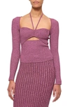 Jonathan Simkhai Alexia Marled Rib-knit Sweetheart Halter Top In Mulberry Multi