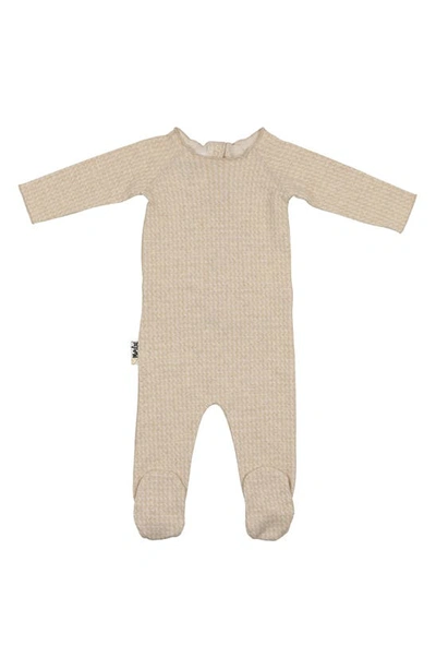 Maniere Babies' Wave Stripe Cotton Footie In Sand