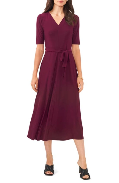 Chaus Tie Belt Midi Dress In Mulberry