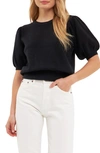 English Factory Puff Sleeve Sweater In Black