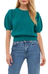 English Factory Puff Sleeve Sweater In Emerald
