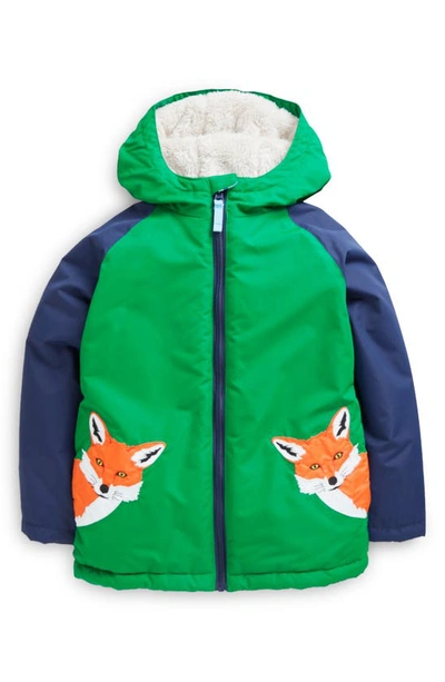 Mini Boden Kids' High Pile Fleece Lined Jacket In Highland Green Fox