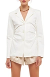 Grey Lab Ruched Blazer In White