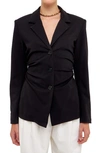 Grey Lab Ruched Blazer In Black