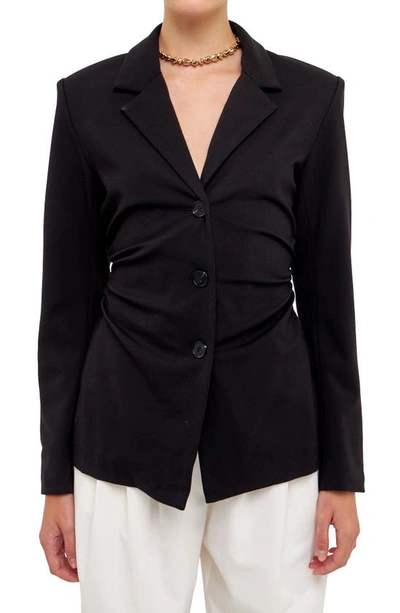 Grey Lab Ruched Blazer In Black