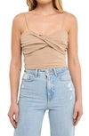 Grey Lab Ruched Twist Camisole In Taupe