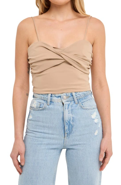 Grey Lab Ruched Twist Camisole In Taupe