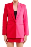 English Factory Colorblock Boyfriend Blazer In Red Fuchsia