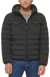 Levi's Stretch Hooded Puffer Jacket In Black