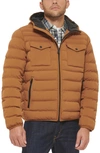 Levi's Stretch Hooded Puffer Jacket In Brown