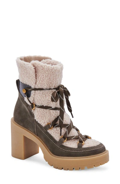 Dolce Vita Women's Celtic Lace-up Platform Boots Women's Shoes In Olive Suede