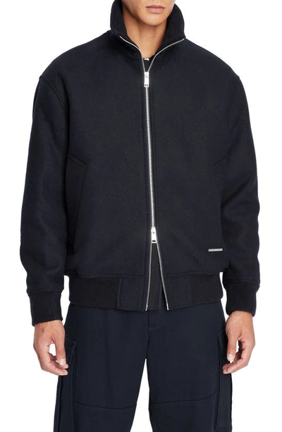 Armani Exchange Zip Front Jacket In Solid Blue Navy