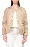Sanctuary Vancouver Quilted Bomber Jacket In Dark Oatmilk