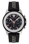 Versace Men's Greca Action 45mm Stainless Steel Chronograph Watch In Black