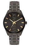 Versace Men's V-vertical Ion-plated Gunmetal Bracelet Watch In Black/gray