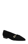Bella Vita Evanna Pointed Toe Flat In Black Leather