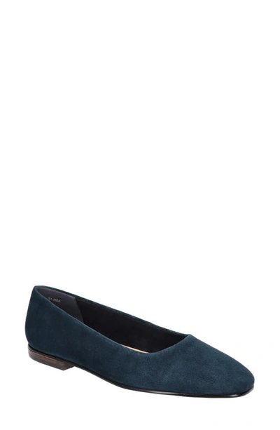 Bella Vita Women's Kimiko Square Toe Flats Women's Shoes In Navy Suede Leather