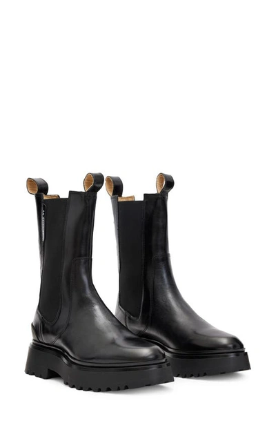 Allsaints Amber Chunky-soled Leather Chelsea Boots In Black