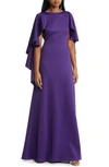 Black Halo Lotus Gown In Purple Rose