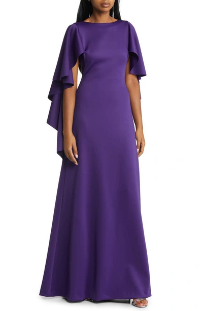 Black Halo Lotus Gown In Purple Rose