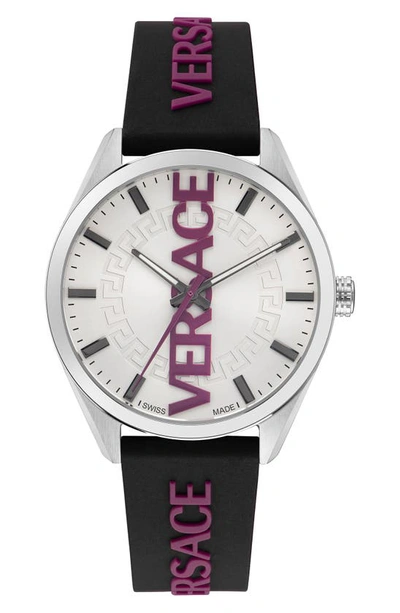 Versace Men's V-vertical Stainless Steel & Silicone Strap Watch In Silver/black