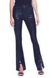 L Agence Beatrix Coated Split Hem Bootcut Jeans In Noir Coated