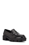 Nine West Maibel Platform Penny Loafer In Black Patent