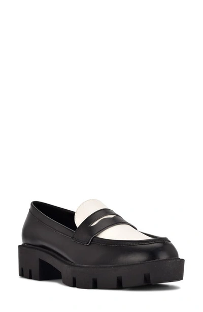 Nine West Women's Maibel Slip-on Loafers Women's Shoes In Black/white