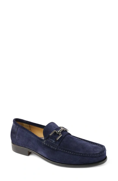 Bruno Magli Men's Trieste Horse-bit Leather Loafers In Navy Suede