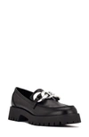 Nine West Gracy Chain Faux Leather Platform Loafer In Black