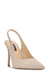 Nine West Feather Slingback Pump In Dark Ivory Suede