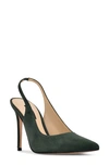 Nine West Feather Slingback Pump In Hunter Green Suede