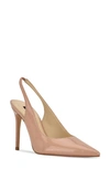 Nine West Women's Sinead 9x9 Block Heel Slingback Dress Pumps In Medium Natural Patent
