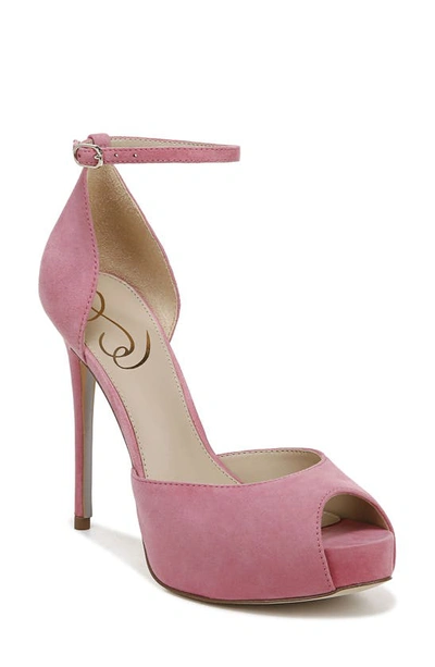 Sam Edelman Florencia Ankle Strap Peep Toe Pump In Rose