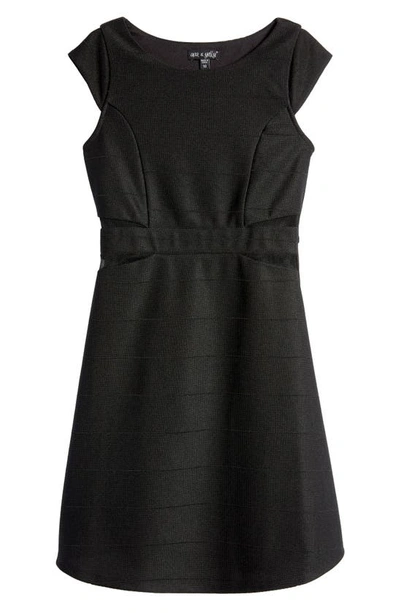 Ava & Yelly Kids' Mesh Insert Skater Dress In Black