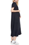 Hatch The James Maternity Midi Dress In Black Knit
