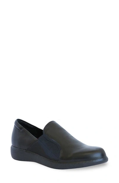 Munro Clay Wedge Slip-on Sneaker In Black Tumbled Leather