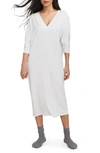 Hatch The Visitor Hospital Long Sleeve Maternity Midi Dress In Oat Melange