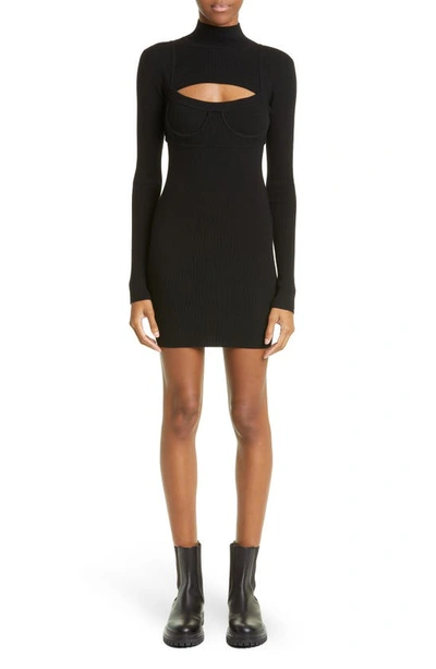 Monse Cut-out Merino Wool-blend Mini Dress In Black