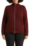 Lafayette 148 Plus-size Cashmere Stand Collar Zip-front Cardigan In Brown