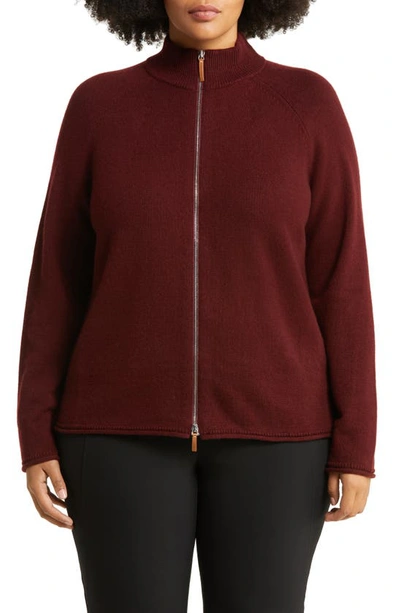 Lafayette 148 Plus-size Cashmere Stand Collar Zip-front Cardigan In Date